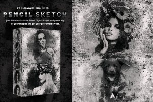 铅笔素描灰色照片效果PS动作 Pencil Sketch PSD Photoshop Actions