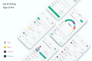 工作和招聘App手机应用程序UI设计套件 Job & Hiring App UI Kit