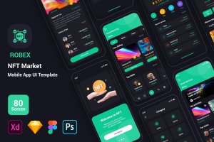 NFT市场移动应用App UI模板 Robex – NFT Market Mobile App UI Template