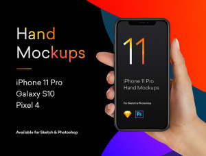 设计森林下午茶：手拿iPhone 11、S10、Pixel 4样机模板