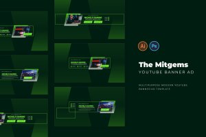 电子竞技油管Youtube封面设计模板 Mitgems Youtube Cover
