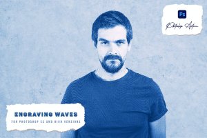 雕刻波浪特效照片效果PS动作 Engraving Waves Photoshop Action