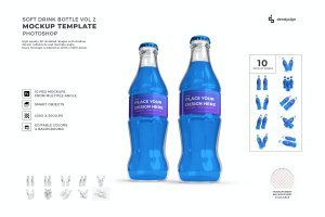 经典豆奶软饮料瓶包装设计样机模板合集v2 Soft Drink Bottle Mockup Template Set Vol 2