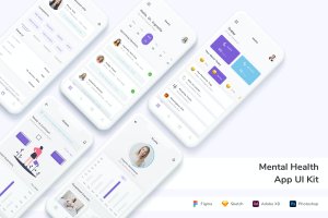 精神健康App手机应用程序UI设计套件 Mental Health App UI Kit