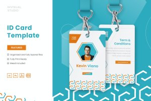 工作牌/胸牌/工作证设计模板v13 ID Card Template