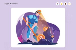 加密挖矿概念矢量插画 Crypto Illustration