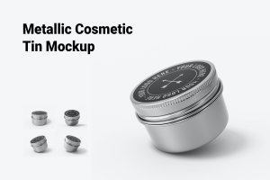 化妆品金属锡瓶包装设计样机 Metallic Cosmetic Tin Mockup