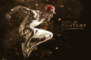 金色漆面效果照片处理PS动作 Gold Fantasy Photoshop Action