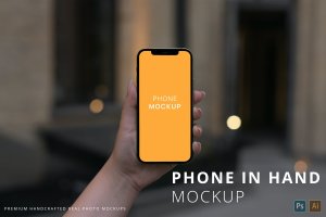 虚化背景女性手拿iPhone 12 Pro手机样机 iPhone 12 Pro in Womans Hand Mockup with Bokeh