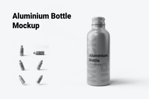铝瓶水瓶包装设计样机 Aluminium Bottle Mockup