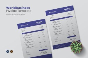 外贸商业发货清单发票设计模板 Worldbusiness Invoice