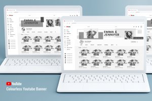 无色设计Youtube频道艺术Banner模板 Youtube Channel Art – Colorless Design