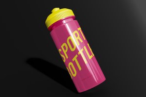 浮动塑料运动饮水瓶包装设计样机素材 Floating Plastic Sport Bottle Mockup