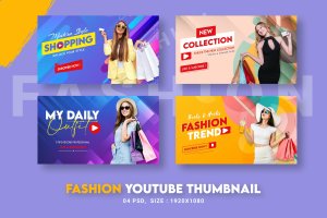 时尚购物频道Youtube缩略图设计模板 Fashion Trend Youtube Thumbnail Template