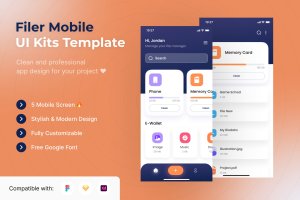 文件管理器移动App设计UI套件模板 Filer Mobile App UI Kits Template