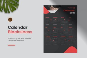公司主题黑色日历年历设计模板 Blacksiness Calendar