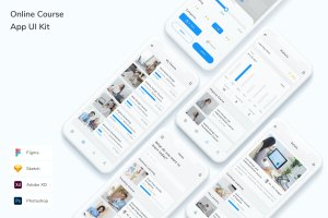 在线课程App手机应用程序UI设计套件 Online Course App UI Kit