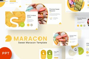 现代流行风格马卡龙主题PPT幻灯片模板 Maracon – Powerpoint Template
