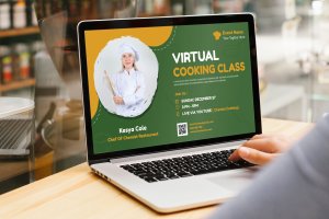 在线烹饪课程/在线培训活动数字海报模板 Online Cooking Class/ Online Training Event Digita