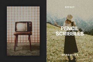 铅笔涂鸦效果海报模板 Pencil Scribbles Effect for Posters