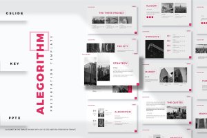 红色元素设计数据可视化商务演示PPT Alegorithm – Presentation Template