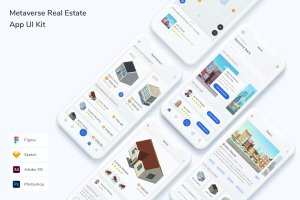 元宇宙房地产App手机应用程序UI设计套件 Metaverse Real Estate App UI Kit