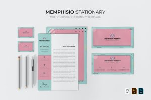 孟菲斯风格文具VI模板 Memphisio | Stationary