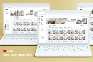 室内设计Youtube频道艺术Banner模板 Youtube Channel Art – Interior Design