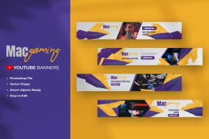 电竞游戏Youtube频道Banner设计模板v2 Gaming – Youtube Channel Art Vol.02