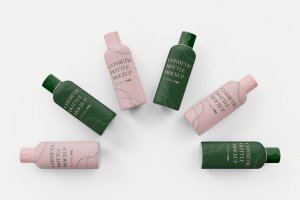 化妆品塑料瓶包装设计样机 Cosmetic Bottles Mockup