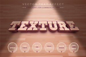 木材纹理字体样式矢量文本效果 Texture Wood – Editable Text Effect, Font Style