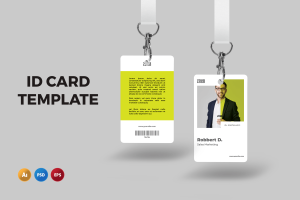 简约风工牌工作证设计模板 Clean – ID Card Template