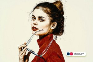 逼真油画效果照片处理PS动作 Realistic Oil Painting Photoshop Action