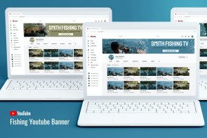 钓鱼频道Youtube频道艺术Banner模板 Youtube Channel Art – Fishing TV