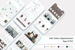 美发沙龙预约App手机应用程序UI设计套件 Hair Salon Appointment App UI Kit