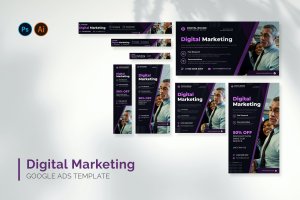 数字营销谷歌广告图设计模板 Digital Marketing – Google Ads Design Template