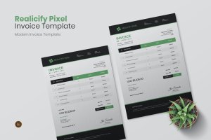 环保企业发货清单发票设计模板 Realicify Pixel Invoice