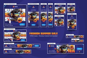 夏季时装销售Banner广告设计素材 Summer Fashion Sale Banners Ad