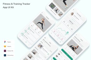 健身和训练跟踪App手机应用程序UI设计套件 Fitness & Training Tracker App UI Kit