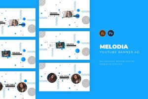 社交娱乐油管Youtube封面设计模板 Melodia Youtube Cover