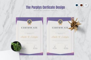 成就颁奖证书设计模板 Purplys Certificate