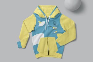 中性款拉链连帽衫服装设计样机 Unisex Zipper Hoodie Mockups