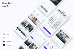 电影票App手机应用程序UI设计套件 Movie Ticket App UI Kit