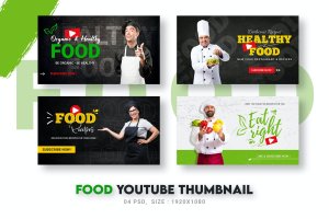 食品餐厅频道Youtube缩略图设计模板 Food Restaurants Youtube Thumbnail Template