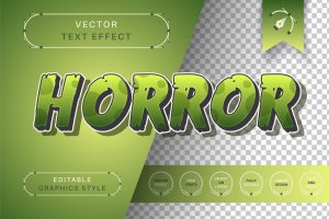 恐怖纹理字体样式矢量文本效果 Horror Texture – Editable Text Effect, Font Style