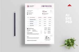 现代简约费用清单发票收据设计模板 Clean Invoice Design