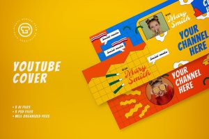 美食博主Youtube封面Banner设计模板 Food Vlogger Youtube Cover