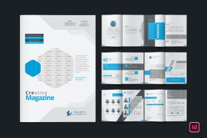 蓝色商业杂志设计模板 Magazine Design