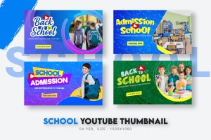 开学季频道Youtube缩略图设计模板 Back School Youtube Thumbnail Template
