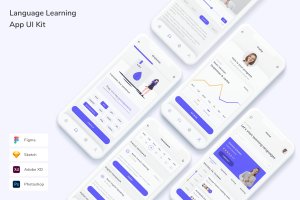 语言学习App手机应用程序UI设计套件 Language Learning App UI Kit